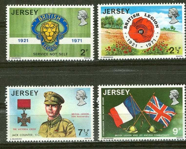 Great Britain-Jersey # 53-56 British Legion  (4) Mint NH