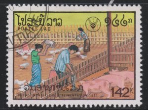 Laos 831 Tending Pigs. Chickens 1987