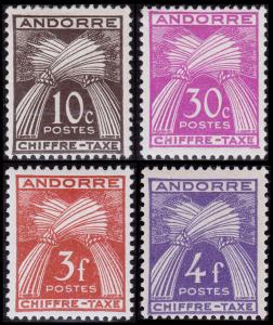 French Andorra Scott J21-22, J27-28 (1943-46) Mint H VF, CV $9.95