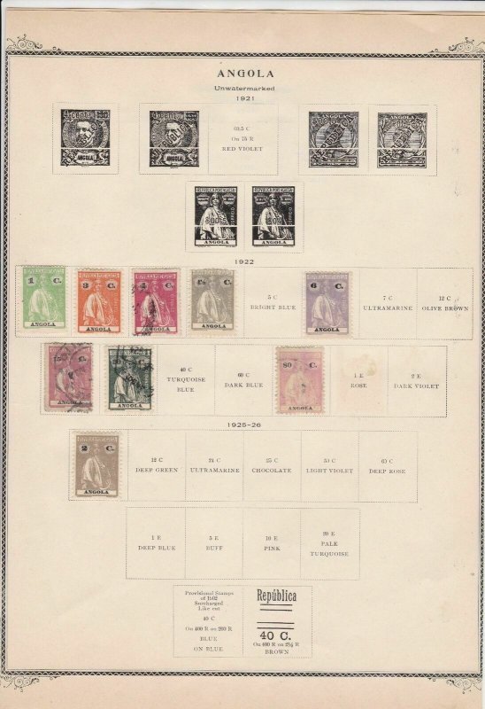 angola stamps on album page ref r11487