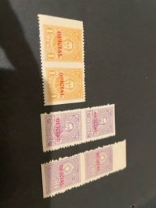 Paraguay sc O95,O96,O98 MNH pairs not perforated between