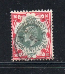 Great Britain Sc 138 1902 1/ carmine & dull green Edward VII stamp used