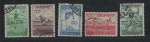 Belgium  #B480-B484  used  1950 European athletic games