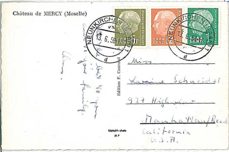 GERMANY -  POSTAL HISTORY : Postcard  from NEUKIRCHEN 1958