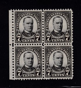 1926 McKinley 7c black Sc 588 rotary press MNH XF full fresh OG, block 4 (A7