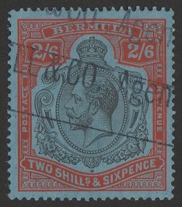 BERMUDA 1924 KGV 2/6 Black & bright orange-vermilion on deep blue cat £3000 RARE