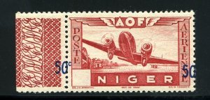 French Colonies, Niger YTPA 10var, 1943 50c carmine, left margin single with ...