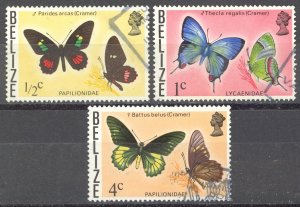 Belize Sc# 345-349 SG# 380,381,384 Used 1974-1977 Butterflies