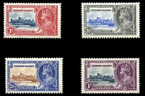 Leeward Islands #96-99 Cat$35.75, 1935 Silver Jubilee, set of four, lightly h...