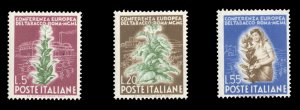 Italy #544-546 Cat$80, 1950 European Tobacco Conference, set of three, never ...