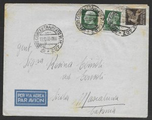 ALBANIA ITALIAN FORCES: 1940 Airmail cover to Mascalucia - 70319