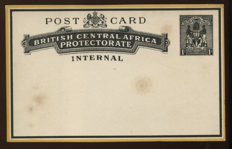 British Central Africa 1890 Internal 1d Post Card unused light toning spots