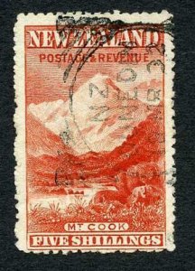 New Zealand SG329a 5/- Dull Red Wmk upright Perf 14 Cat 375 pounds