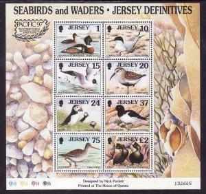 Jersey-Sc#785b- id9-sheet-unused-NH-Seabirds & Waders-Pacific 1997-