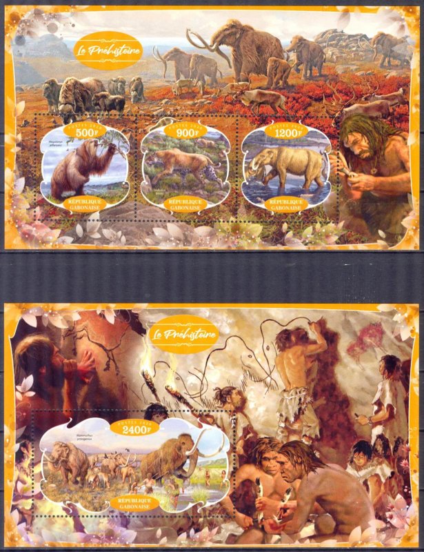 Gabon 2020 Prehistory Life Men's Animals Sheet + S/S MNH