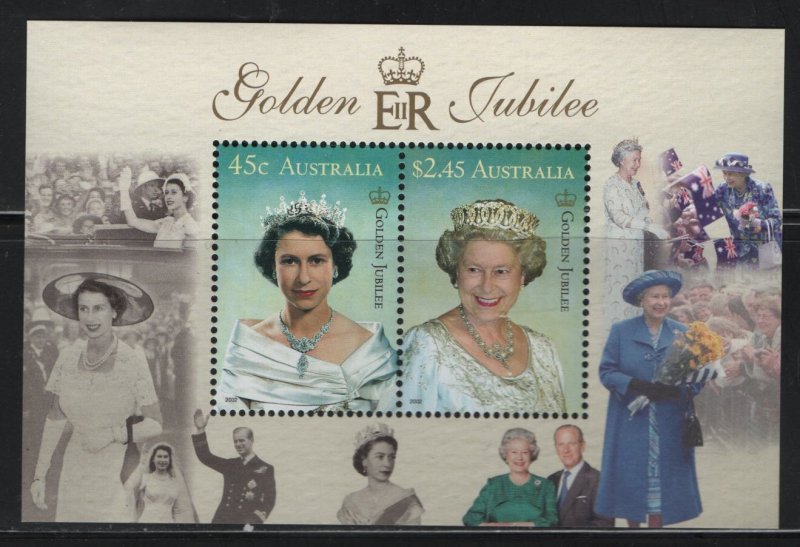 AUSTRALIA, 2032A, SOUVENIR SHEET OF 2, MNH, 2001, REIGN OF QUEEN ELIZABETH II