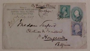 US #212,214 on ENTIRE JACKSONVILLE RPO B/S BELGIUM 1889