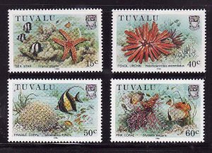 Tuvalu-Sc#397-400- id7-unused NH set-Marine Life-1986-