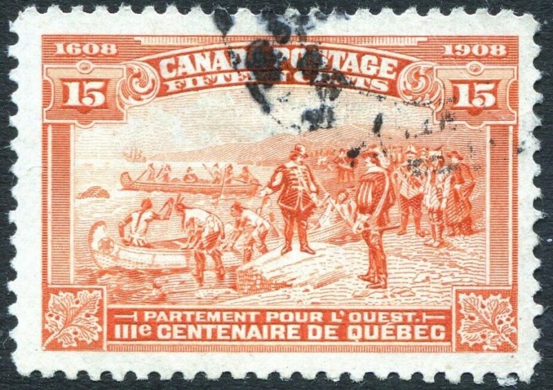 CANADA-1908 Quebec Tercentenary 15c Brown-Orange Sg 194 GOOD USED V35494