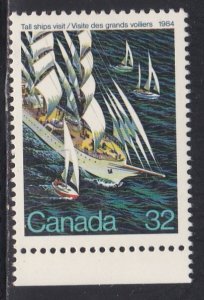 Canada # 1012, Tall Ships, LH, 1/3 Cat.