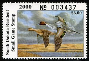 United States, Duck Hunting - State #ND79 Cat$10, North Dakota, 2000 $6 Pinta...