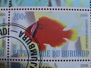 BURUNDI-2009- COLORFUL LOVELY BEAUTIFUL TROPICAL FISHES CTO SHEET VF-NO3