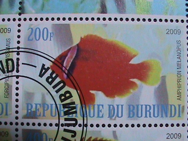 BURUNDI-2009- COLORFUL LOVELY BEAUTIFUL TROPICAL FISHES CTO SHEET VF-NO3