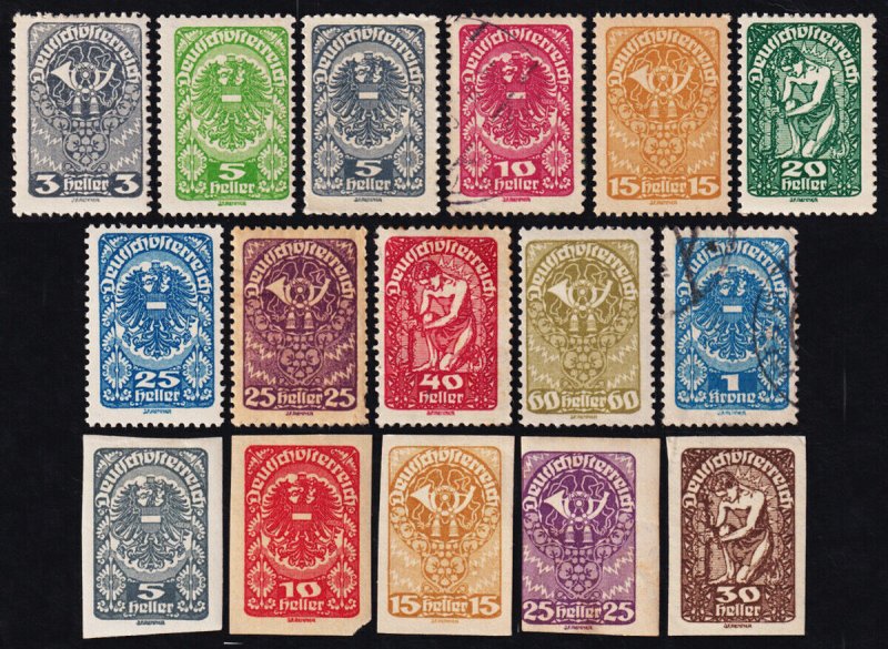 Austria Scott 200 // 233 (1919-20) Mint/Used H-NH F-VF C