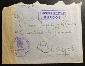 1930s Worker Battalion 140 Spain Cover to Concentration KZ Camp Inspector Burgos