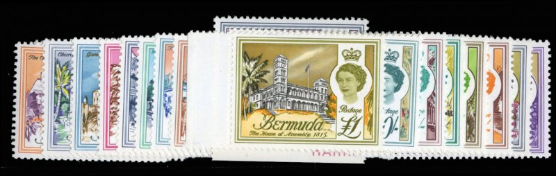 Bermuda #175-191 Cat$40.80, 1962-68 QEII, complete set of 18, many with sheet...