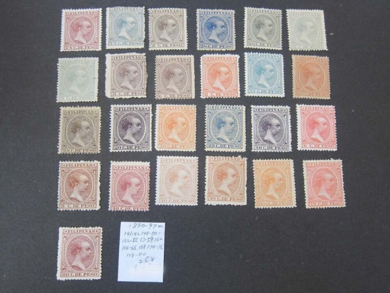 Philippines 1890 Sc 141-180 selected MH