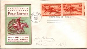 FDC 1940 SC #894 Linprint Cachet - St Joseph, Mo - Pair - J4695