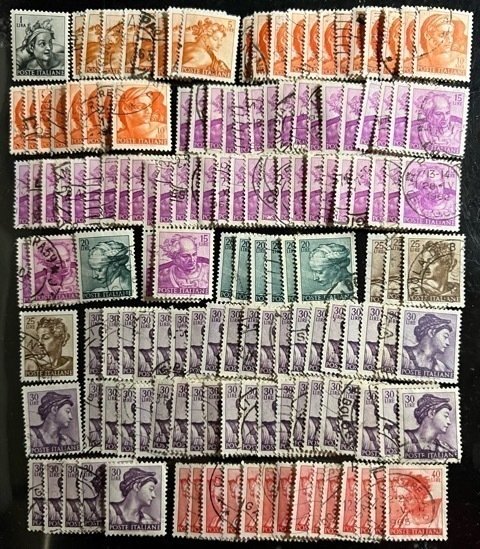 Italy Scott# 813...831 Used/Unused F/VF Lotof 206 stamps Cat $41.50