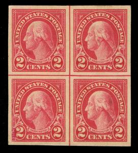 GENUINE SCOTT #577 MINT OG 1922 CARMINE CENTER LINE BLOCK - ESTATE CLOSE OUT 