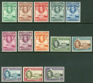 SG 120a-132 Gold Coast 1938-43. ½d to 10/- set of 13. Fine unmounted mint CAT£40