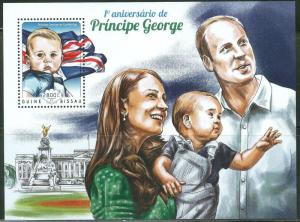 GUINEA BISSAU 2014 FIRST BIRTHDAY OF PRINCE GEORGE W/KATE & WILLIAM S/S MINT NH