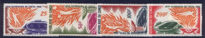 Congo PR C20-3 MNH Olympic Games, Olympic Flame, Stadium, Vollyball