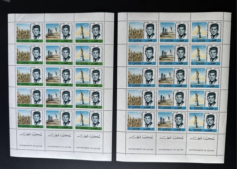 Qatar 1966 Mi. Bl.128 - 134 Kennedy Memorial Statue Liberty New York Space