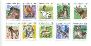 Switzerland-Scott's # 870-877,879-880 Animals - M NH