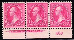 MOstamps - US #267a Mint OG H Plate # Strip of 3 - Lot # MO-8A SCV $75 