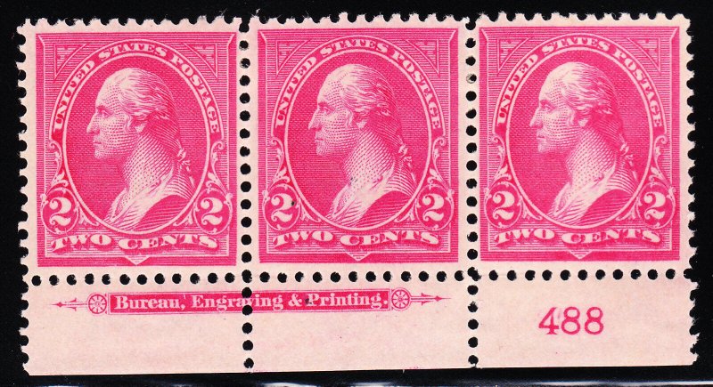 MOstamps - US #267a Mint OG H Plate # Strip of 3 - Lot # MO-8A SCV $75 