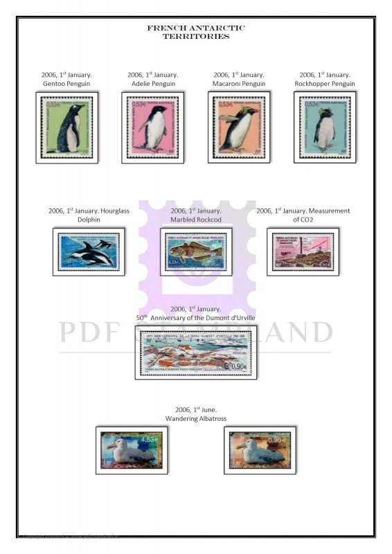 French Antarctic Territories (Lands) 1955-2020 PDF (DIGITAL)  STAMP ALBUM PAGES