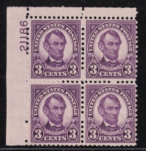 1934 reissue Abraham Lincoln Sc 635a MNH plate block of 4 (1A