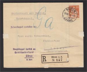 SWITZERLAND 60C R-COVER COURT CORRESPONDENCE INISIDE REVENUE