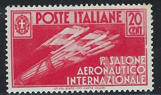 Italy 345 MH 1935 issue; color offset on back (an6129)