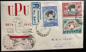 1949 Demaragoda Ceylon First Day Cover FDC Universal Postal Union UPU