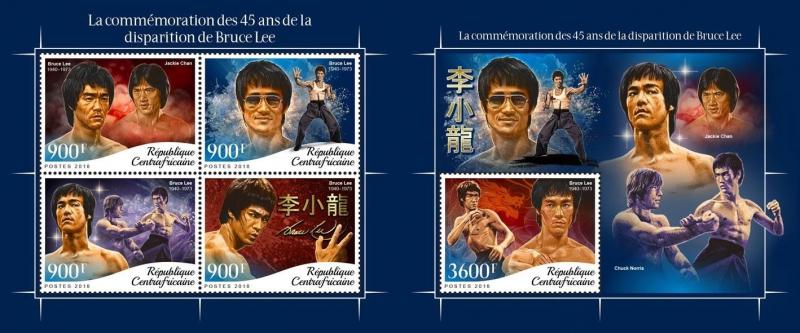 Z08 IMPERF CA18601ab CENTRAL AFRICA 2018 Bruce Lee MNH ** Postfrisch Set