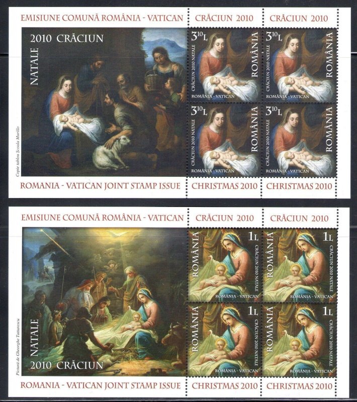 2010 Romania Folder Natale Craciun 2 Bf Issue Joint Issue With Vatican Join