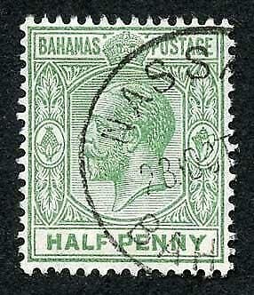 Bahamas SG81 1/2d green wmk Mult Crown CA CDS used  Cat 12 pounds