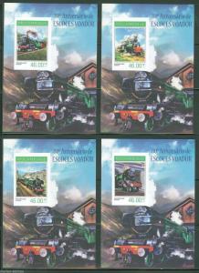 MOZAMBIQUE  2014 STEAM ENGINES   SET OF FOUR  SOUVENIR SHEETS  MINT NH